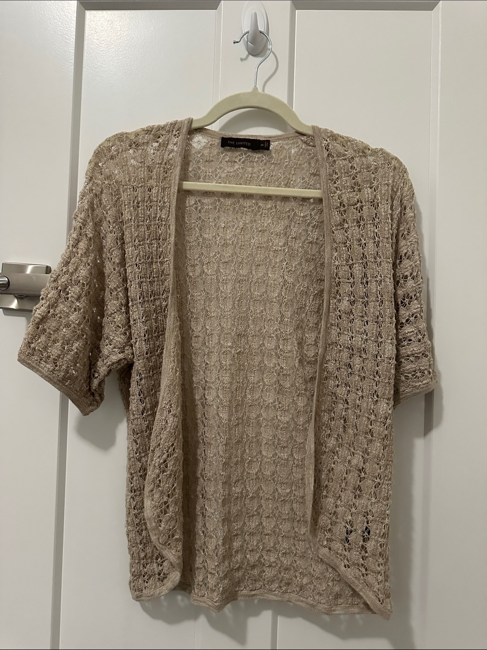 The Limited Open-Knit Short Sleeve Cardigan - Light Beige